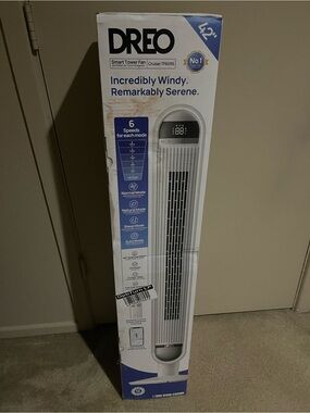 DREO 42" Smart Tower Fan - White-OPEN BOX